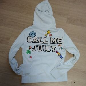 JUICY COUTURE- Black Label Terry Blue Patchwork Logo Hoody Size M